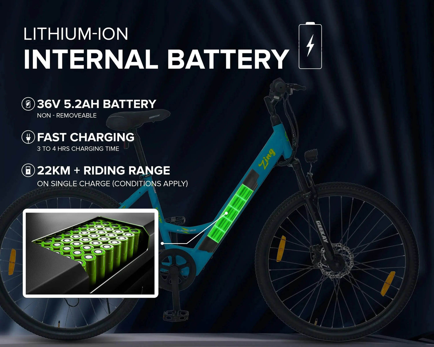 "ECO BIKE ZING 27.5T (WITH 5.2AH LI-ION BATTERY) - Geekay Bikes"