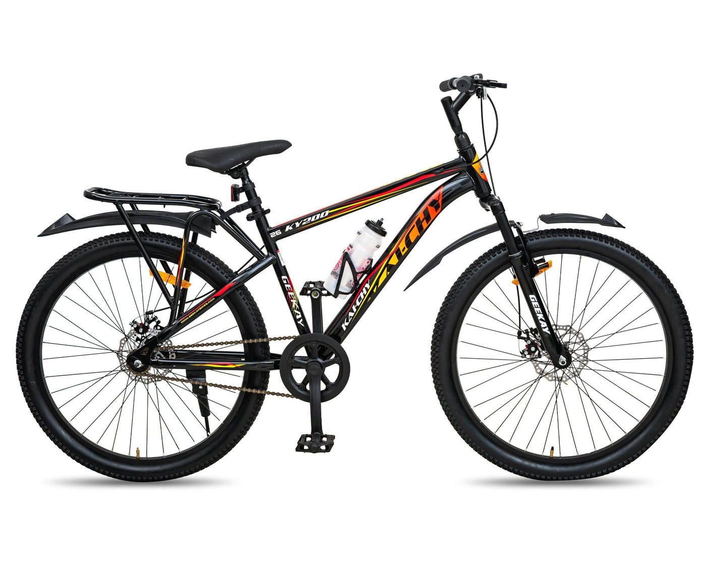 Black cycle with disc brakes