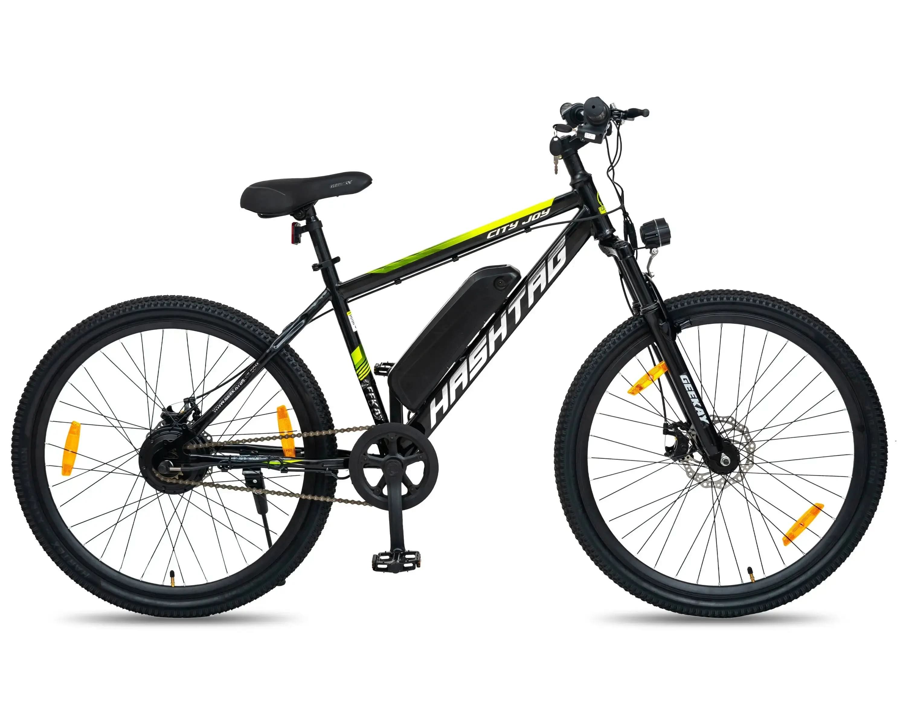Black and Neon Green E Bike Cycle