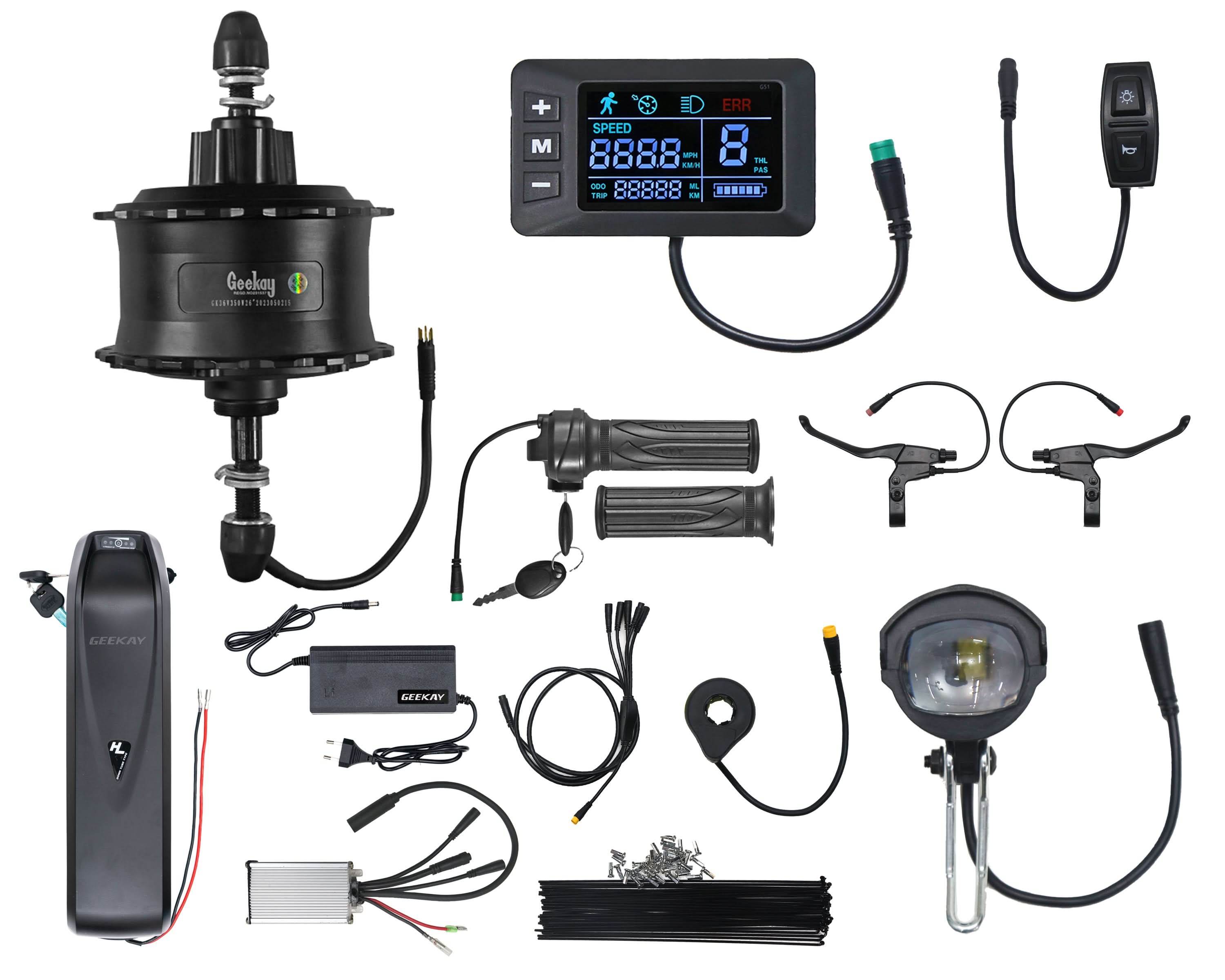 Electric cycle conversion kit with battery