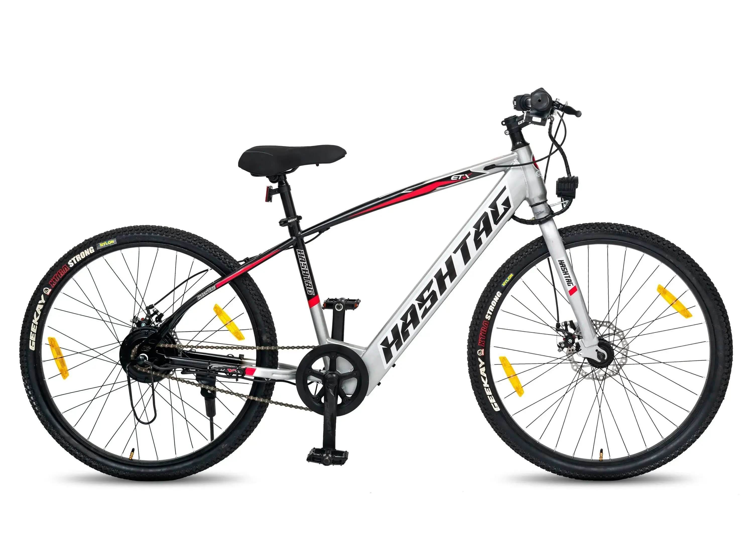 Silver disc brake bicycle